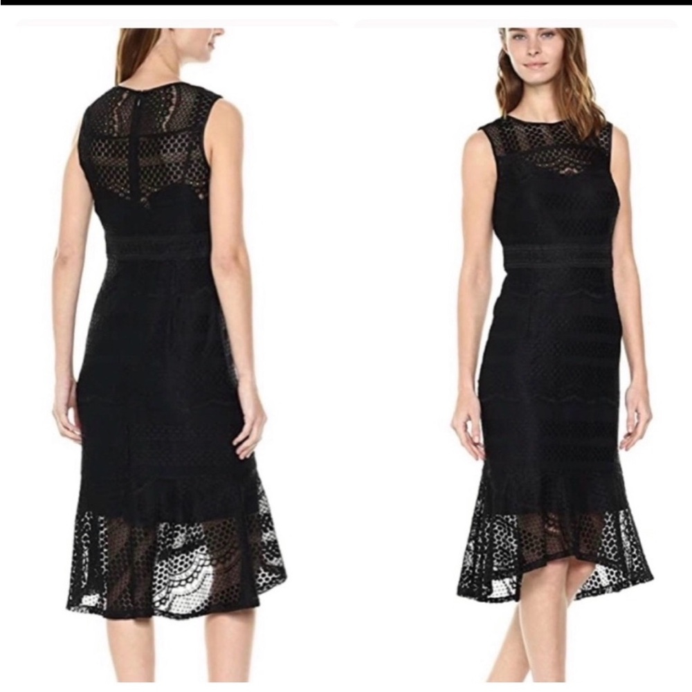 Nanette Lepore Black Sleeveless Overlay Lace Dress